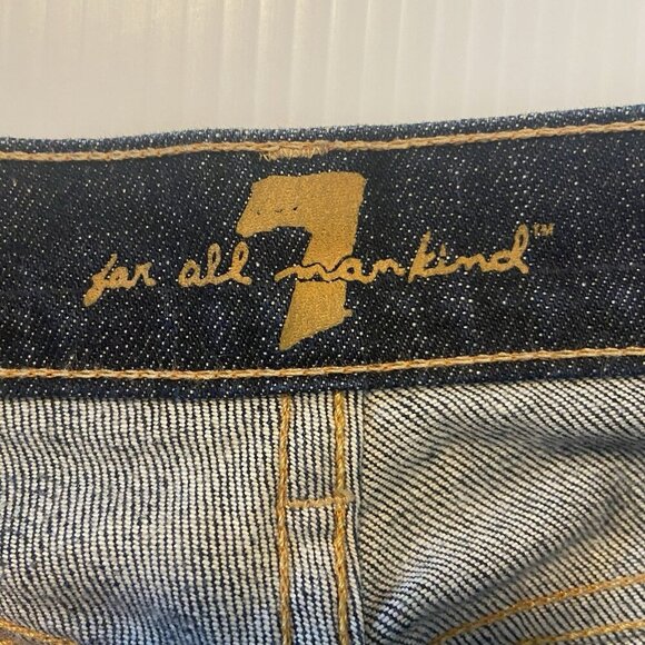 7 For All Mankind Boy Cut Button Dark Denim Women’s Jeans Size 28 X 34 Bootcut - Picture 8 of 12
